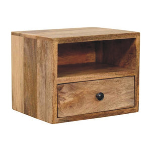 HomeRoots 12" Brown Solid Wood Floating Nightstand - Stylish Two Drawer Design for Smart Storage & Organization 712847