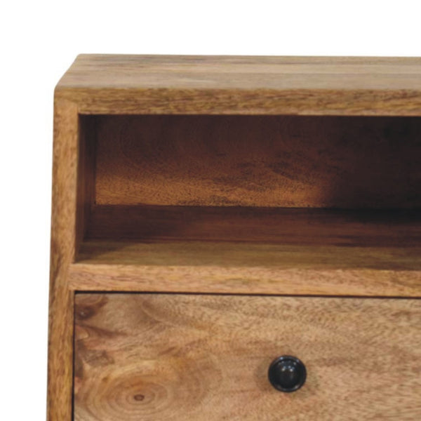 HomeRoots 12" Brown Solid Wood Floating Nightstand - Stylish Two Drawer Design for Smart Storage & Organization 712847