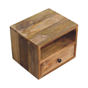 HomeRoots 12" Brown Solid Wood Floating Nightstand - Stylish Two Drawer Design for Smart Storage & Organization 712847