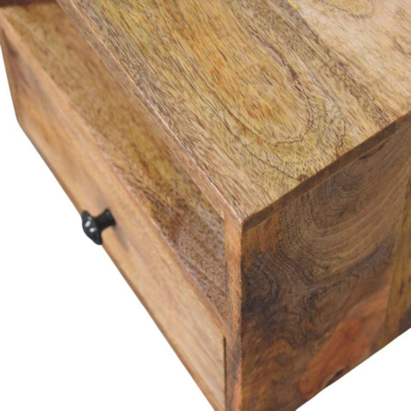 HomeRoots 12" Brown Solid Wood Floating Nightstand - Stylish Two Drawer Design for Smart Storage & Organization 712847