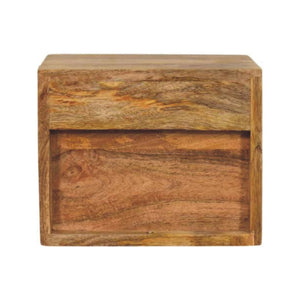 HomeRoots 12" Brown Solid Wood Floating Nightstand - Stylish Two Drawer Design for Smart Storage & Organization 712847