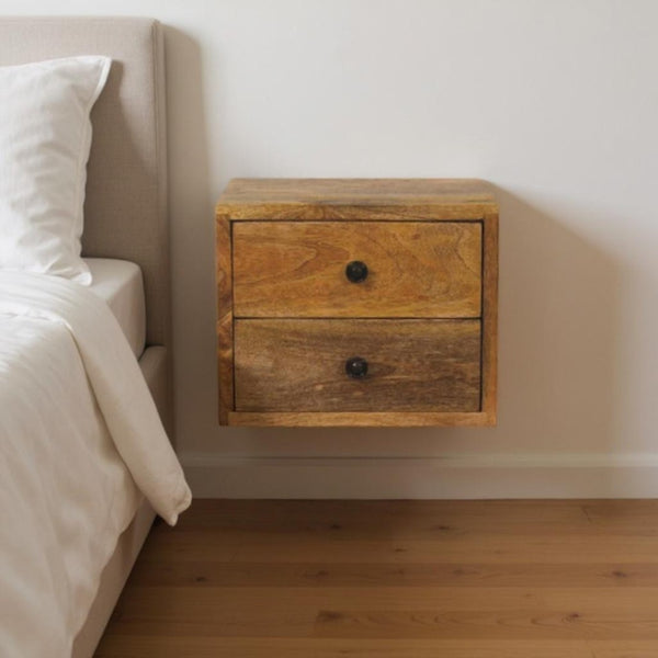 HomeRoots 18" Chestnut Floating Nightstand - Handcrafted Solid Wood with Rustic Charm & Space-Saving Design 712848