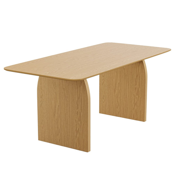 HomeRoots 66" Brown Solid Wood Oval Dining Table - Elegant Oak Design with Double Pedestal Base for Every Occasion 712850