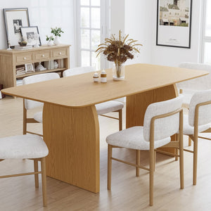 HomeRoots 66" Brown Solid Wood Oval Dining Table - Elegant Oak Design with Double Pedestal Base for Every Occasion 712850