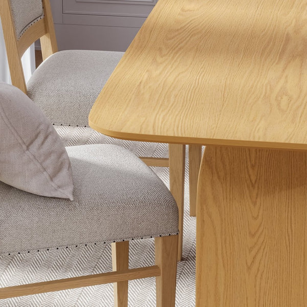 HomeRoots 66" Brown Solid Wood Oval Dining Table - Elegant Oak Design with Double Pedestal Base for Every Occasion 712850