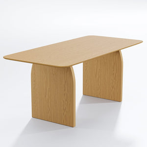 HomeRoots 66" Brown Solid Wood Oval Dining Table - Elegant Oak Design with Double Pedestal Base for Every Occasion 712850