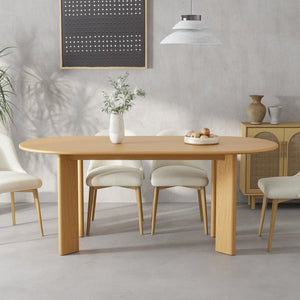 HomeRoots 66" Solid Oak Dining Table - Timeless Brown Oval Design for Stylish Dining, Entertaining & Workspace 712853