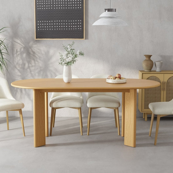 HomeRoots 66" Solid Oak Dining Table - Timeless Brown Oval Design for Stylish Dining, Entertaining & Workspace 712853