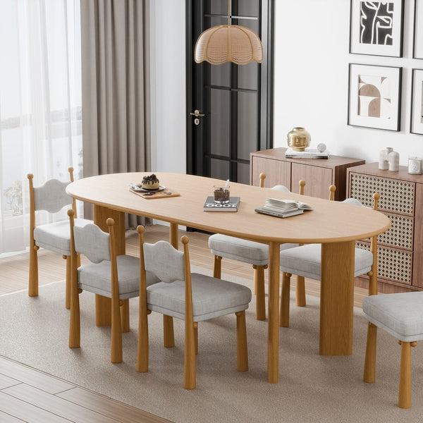 HomeRoots 66" Solid Oak Dining Table - Timeless Brown Oval Design for Stylish Dining, Entertaining & Workspace 712853
