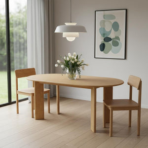 HomeRoots 66" Solid Oak Dining Table - Timeless Brown Oval Design for Stylish Dining, Entertaining & Workspace 712853
