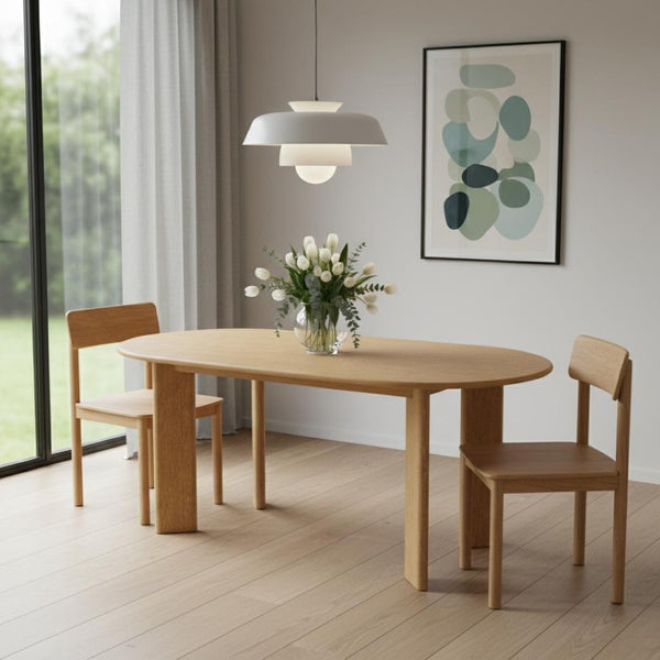 HomeRoots 66" Solid Oak Dining Table - Timeless Brown Oval Design for Stylish Dining, Entertaining & Workspace 712853