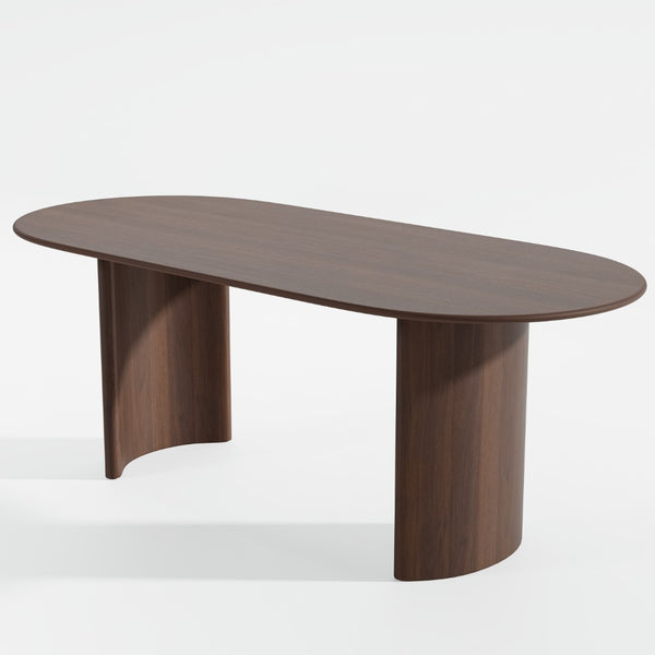HomeRoots 66" Black Solid Oak Oval Dining Table with Double Pedestal Base - Elegant, Durable, Seats 6 Comfortably 712857