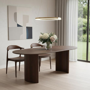 HomeRoots 66" Black Solid Oak Oval Dining Table with Double Pedestal Base - Elegant, Durable, Seats 6 Comfortably 712857
