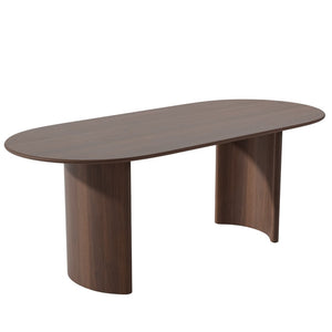HomeRoots 66" Black Solid Oak Oval Dining Table with Double Pedestal Base - Elegant, Durable, Seats 6 Comfortably 712857