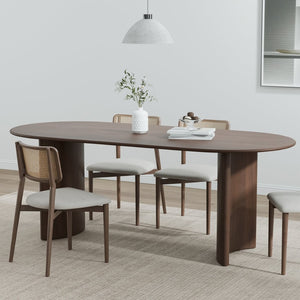 HomeRoots 66" Black Solid Oak Oval Dining Table with Double Pedestal Base - Elegant, Durable, Seats 6 Comfortably 712857