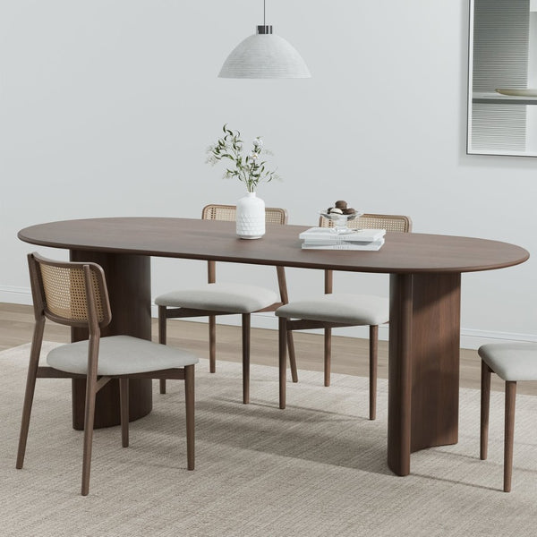HomeRoots 66" Black Solid Oak Oval Dining Table with Double Pedestal Base - Elegant, Durable, Seats 6 Comfortably 712857