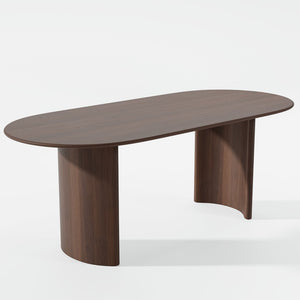 HomeRoots 66" Black Solid Oak Oval Dining Table with Double Pedestal Base - Elegant, Durable, Seats 6 Comfortably 712857