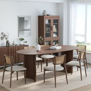 HomeRoots 66" Black Solid Oak Oval Dining Table with Double Pedestal Base - Elegant, Durable, Seats 6 Comfortably 712857