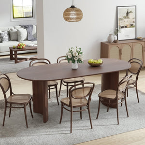 HomeRoots 66" Black Solid Oak Oval Dining Table with Double Pedestal Base - Elegant, Durable, Seats 6 Comfortably 712857