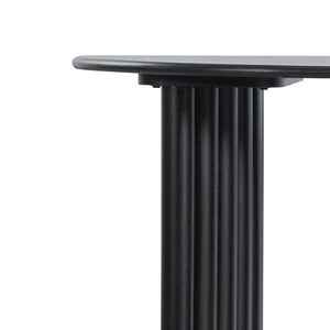 HomeRoots 66" Black Solid Wood Oval Dining Table with Double Pedestal Base - Timeless Elegance & Durability 712859