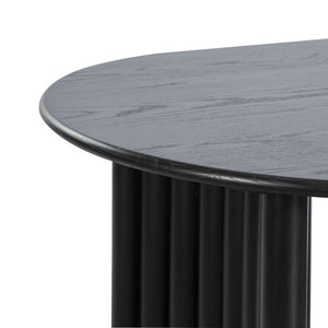 HomeRoots 66" Black Solid Wood Oval Dining Table with Double Pedestal Base - Timeless Elegance & Durability 712859