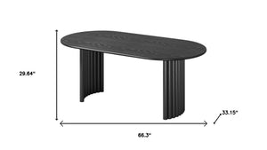 HomeRoots 66" Black Solid Wood Oval Dining Table with Double Pedestal Base - Timeless Elegance & Durability 712859
