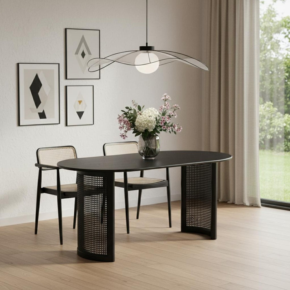 HomeRoots 66" Natural Solid Wood Double Pedestal Oval Dining Table - Timeless Craftsmanship & Warm Oak Finish 712860