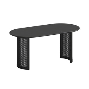 HomeRoots 66" Natural Solid Wood Double Pedestal Oval Dining Table - Timeless Craftsmanship & Warm Oak Finish 712860