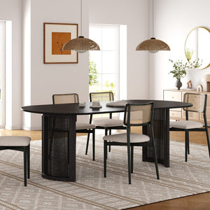 HomeRoots 66" Natural Solid Wood Double Pedestal Oval Dining Table - Timeless Craftsmanship & Warm Oak Finish 712860