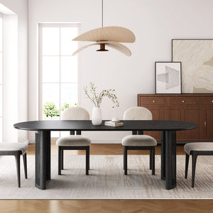 HomeRoots 66" Natural Solid Wood Double Pedestal Oval Dining Table - Timeless Craftsmanship & Warm Oak Finish 712860