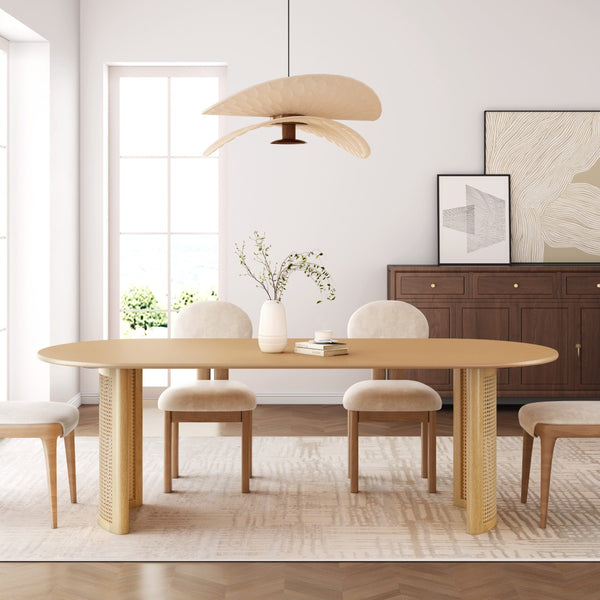 HomeRoots 78" Brown Solid Wood Oval Dining Table with Double Pedestal Base for Elegant Dining & Entertaining 712861