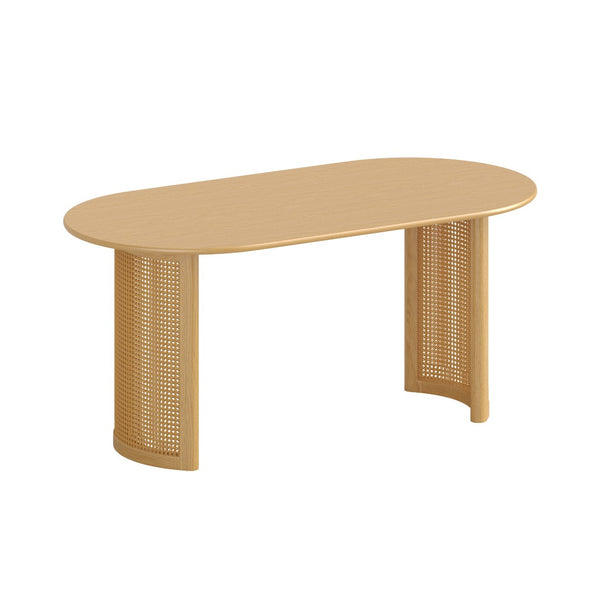 HomeRoots 78" Brown Solid Wood Oval Dining Table with Double Pedestal Base for Elegant Dining & Entertaining 712861