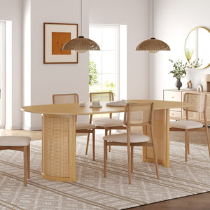 HomeRoots 78" Brown Solid Wood Oval Dining Table with Double Pedestal Base for Elegant Dining & Entertaining 712861