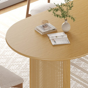 HomeRoots 78" Brown Solid Wood Oval Dining Table with Double Pedestal Base for Elegant Dining & Entertaining 712861