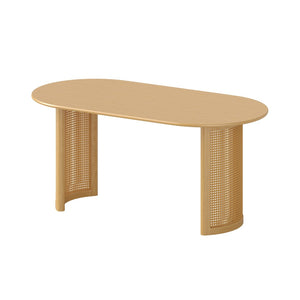 HomeRoots 78" Brown Solid Wood Oval Dining Table with Double Pedestal Base for Elegant Dining & Entertaining 712861