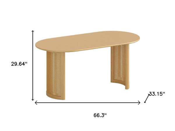 HomeRoots 78" Brown Solid Wood Oval Dining Table with Double Pedestal Base for Elegant Dining & Entertaining 712861