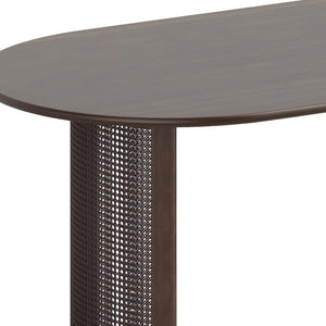 HomeRoots 78" Brown Solid Wood Oval Dining Table with Double Pedestal Base - Elegant Seating for Gatherings 712862
