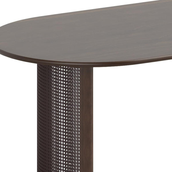 HomeRoots 78" Brown Solid Wood Oval Dining Table with Double Pedestal Base - Elegant Seating for Gatherings 712862