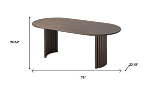 HomeRoots 66" Brown Solid Wood Oval Dining Table with Double Pedestal Base for Elegant Gatherings & Comfort 712863