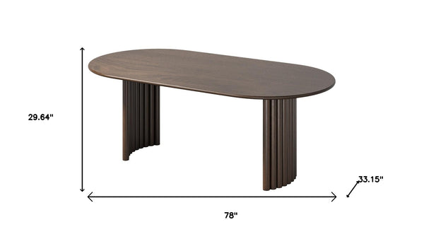 HomeRoots 66" Brown Solid Wood Oval Dining Table with Double Pedestal Base for Elegant Gatherings & Comfort 712863