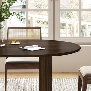 HomeRoots 66" Brown Solid Wood Oval Dining Table with Double Pedestal Base for Elegant Gatherings & Comfort 712863