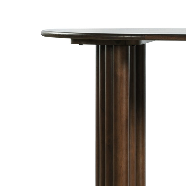 HomeRoots 66" Brown Solid Wood Oval Dining Table with Double Pedestal Base for Elegant Gatherings & Comfort 712863