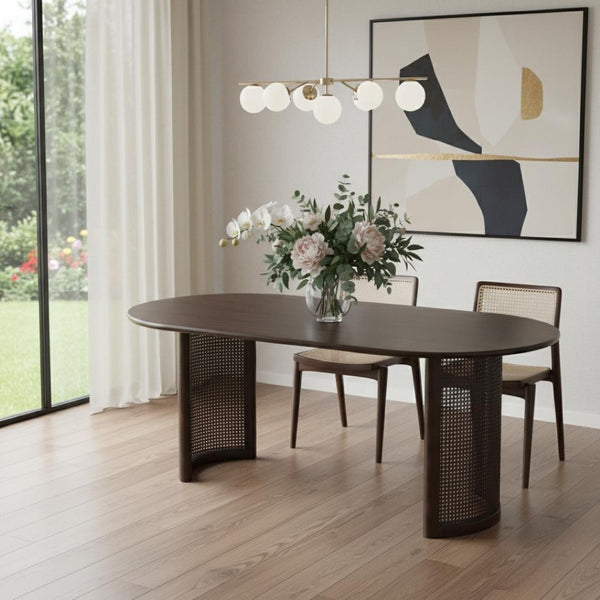HomeRoots 59" Brown Solid Wood Round Top Dining Table - Elegant Oak Design for Cozy Dining & Entertaining Spaces 712864