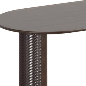 HomeRoots 59" Brown Solid Wood Round Top Dining Table - Elegant Oak Design for Cozy Dining & Entertaining Spaces 712864