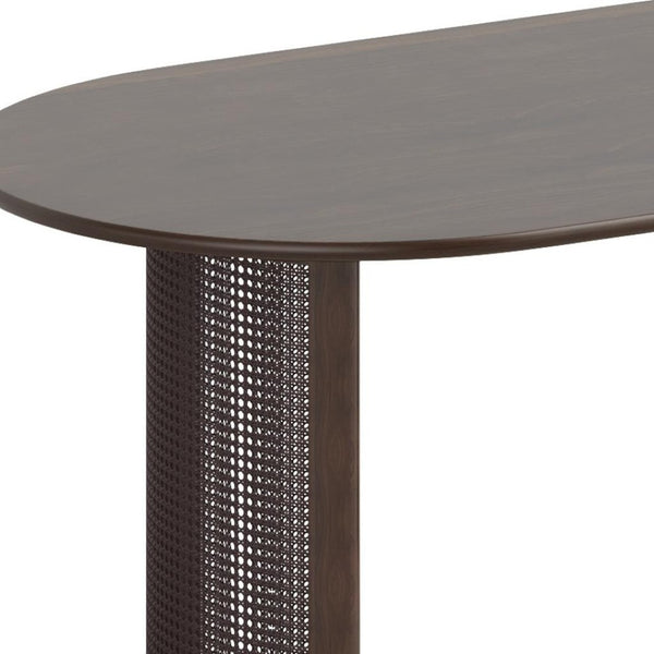 HomeRoots 59" Brown Solid Wood Round Top Dining Table - Elegant Oak Design for Cozy Dining & Entertaining Spaces 712864
