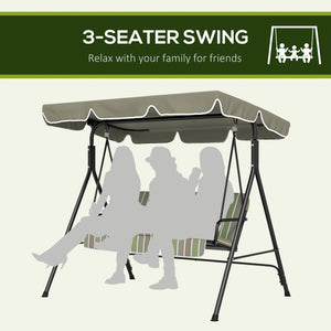 English Elm Outsunny 3 Person Porch Swing with Steel A-frame Uv Canopy and Cushioned Outdoor Seating W2225P200601