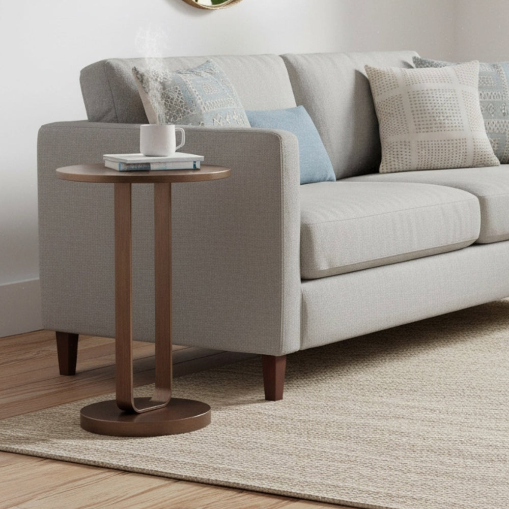 English Elm Tareel Sculptural Antique Bronze Round Accent Table with Open Oval Pedestal, 15.75" Top, Versatile B050P364436