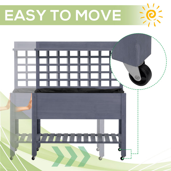 English Elm Outsunny Elevated Wooden Raised Garden Bed with Legs for Vegetables Herbs Flowers, Self-Draining, Ergonomic Height, Easy Assembly Gray W2225P229223