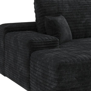 HomeRoots 135" Gray Corduroy Modular Sofa Set with Ottoman & Pillows - Stylish Comfort for Large Spaces! 712946