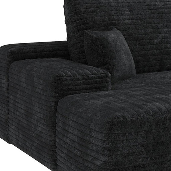 HomeRoots 135" Gray Corduroy Modular Sofa Set with Ottoman & Pillows - Stylish Comfort for Large Spaces! 712946